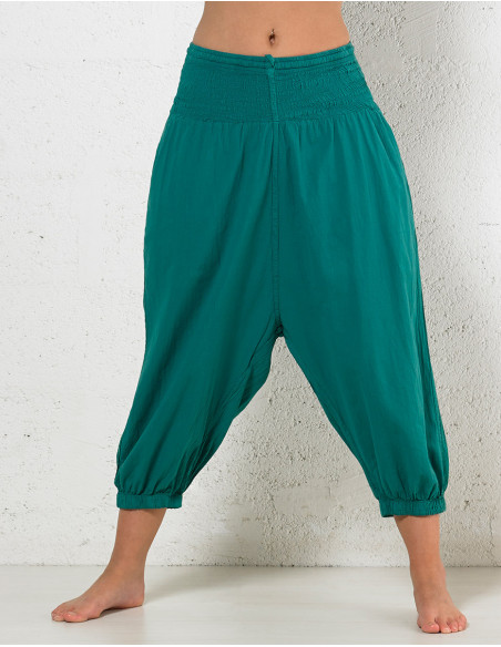 sarouel court pour femme en coton uni ethnqiue