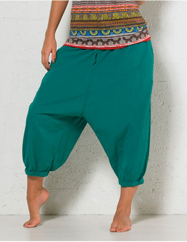 sarouel court pour femme en coton uni ethnqiue