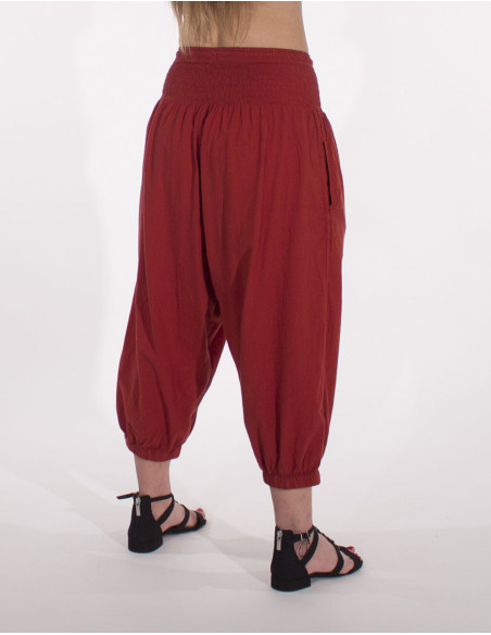 sarouel court pour femme en coton rouille