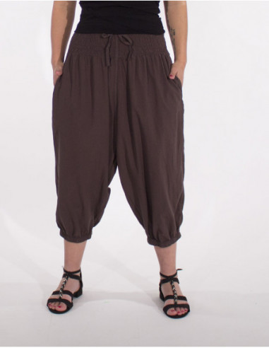 sarouel court pour femme en coton uni ethnqiue