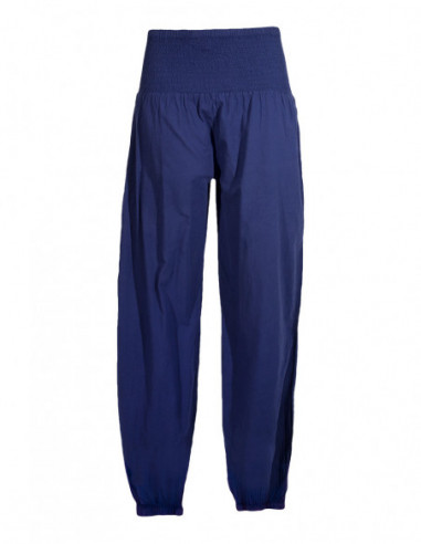 Pantalon basique en coton coupe large bleu