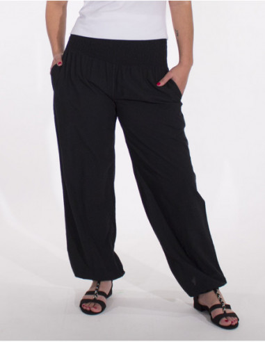 Pantalon basique en coton coupe large noir