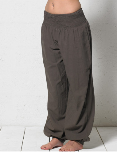 Pantalon basique en coton coupe large gris anthracite