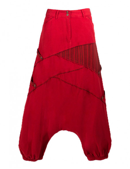 sarouel rouge homme femme fourche basse patch