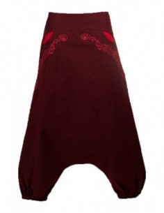 sarouel marron imprimé tribal en coton épais 2