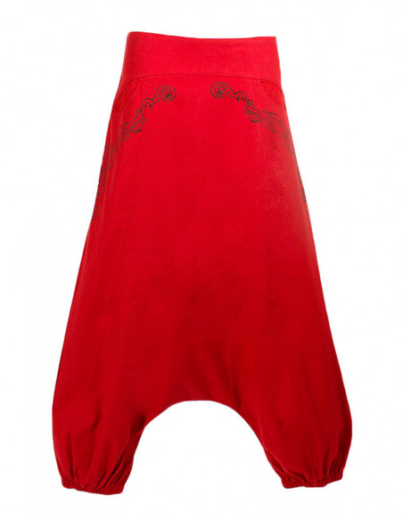 sarouel rouge imprimé tribal en coton épais