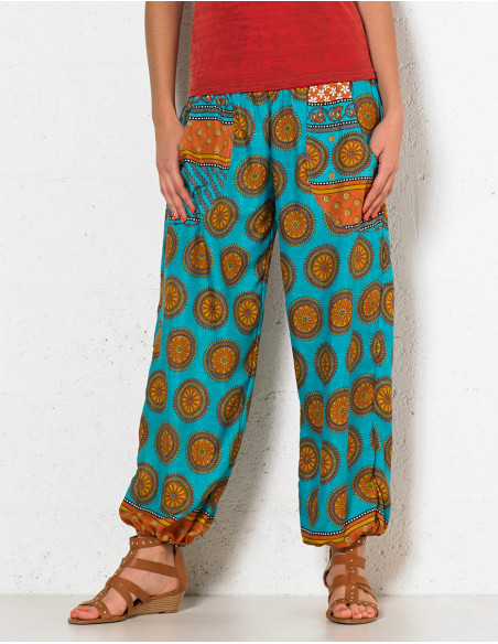 Pantalon original d'été avec imprimé africain baba cool