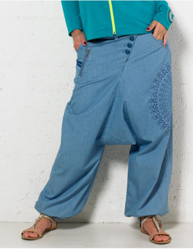 Sarouel jean femme baba cool