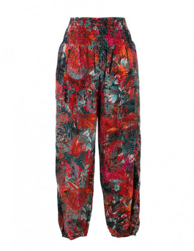Pantalon bouffant imprimé exotique