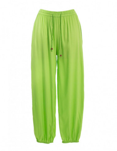 Pantalon léger large avec élastiques pour femme uni vert anis