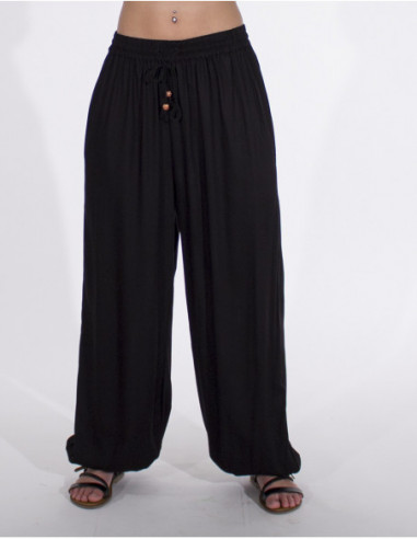 Pantalon léger large avec élastiques pour femme uni blanc