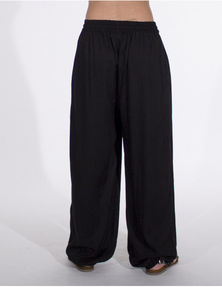 Pantalon fluide style aladin en coton uni noir