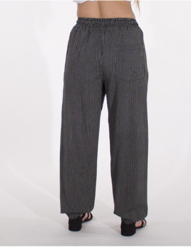 Pantalon basique en coton rayé népalais anthracite