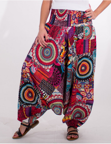 Sarouel femme coton 3 en 1 imprime patchwork