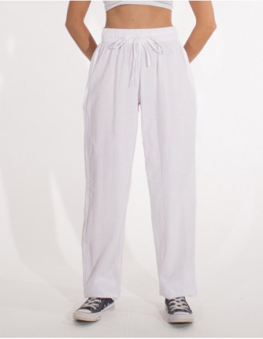 Pantalon uni pur coton