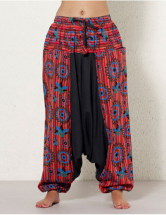 sarouel femme baba cool à fourche basse rouge