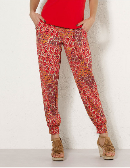 Pantalon fluide d'été avec imprimé mandalas