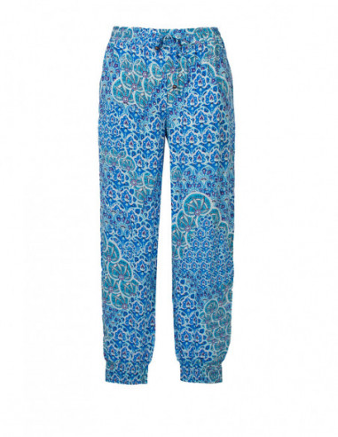 Pantalon fluide d'été avec imprimé mandalas bleu
