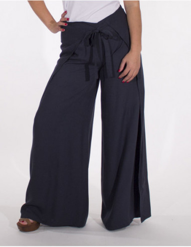 Pantalon paréo pour femme d'été bleu marine