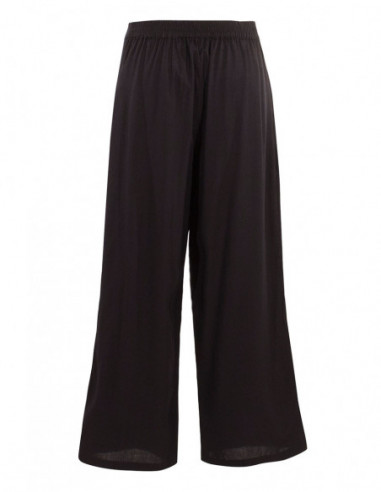 Pantalon 3/4 noir pour femme avec coupe large effet paréo