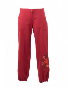 Pantalon en coton coupe carotte avec broderies pour femme 2