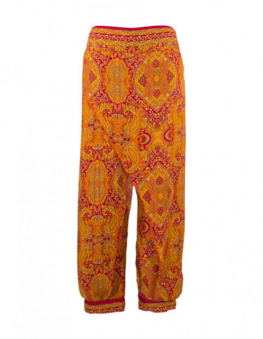 Pantalon original coupe portefeuille à imprimé ethnique orange