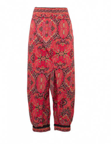 Pantalon original coupe portefeuille à imprimé ethnique rouge