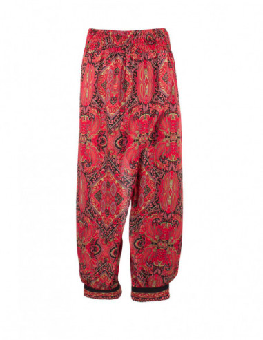 Pantalon coupe portefeuille très coloré et original avec son motif baba cool rouge