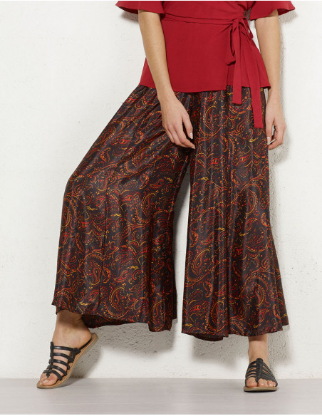 Pantalon extra large motifs cachemires pour femme