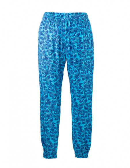 Tropical printed fluid pants