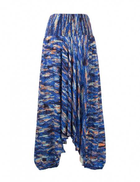 Sarouel bleu pour femme fourche basse