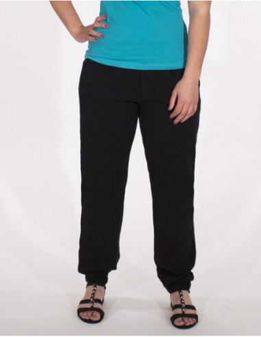 Pantalon en coton coupe droite pour l'été uni bleu émeraude