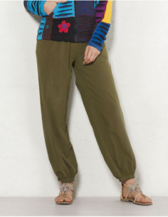 Pantalon large style sarouel pour femme uni kaki