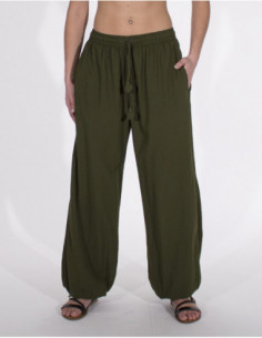 Pantalon large style sarouel pour femme uni kaki 2