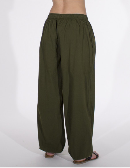 Pantalon large resserré aux chevilles marron pour femme