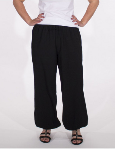 Pantalon large style sarouel pour femme uni noir