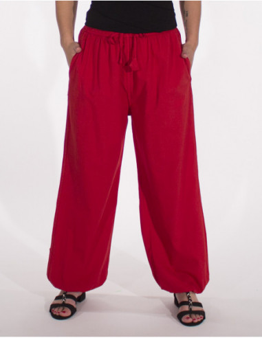 Pantalon large style sarouel pour femme uni rouge