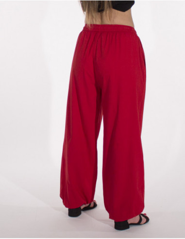 Pantalon large resserré aux chevilles rouge rouille pour femme