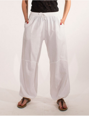 Pantalon sarouel aladin pour femme avec poches blanc