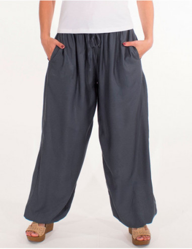 Pantalon sarouel fourche haute gris anthracite pour femme