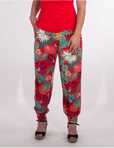 Pantalon de vacances pour femme imprimé tropical