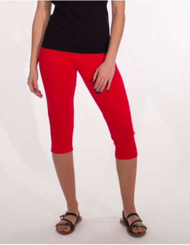 Legging court femme en coton rouge