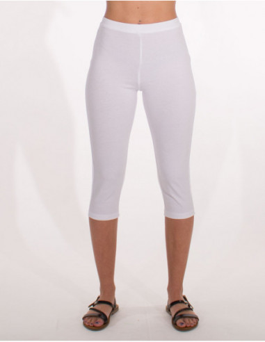 Legging court femme en coton blanc