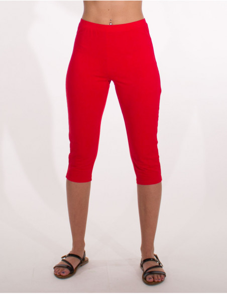 Legging court femme en coton rouge pour l'été