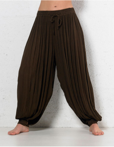 Pantalon style sarouel ultra large pour femme marron