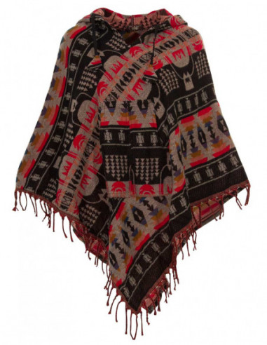 poncho à franges d'hiver amérindien