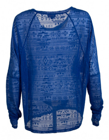 Dos de pull chauve-souris tissu brodé transparent bleu