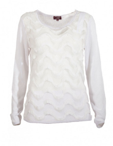 Pull léger féminin ajouré uni blanc