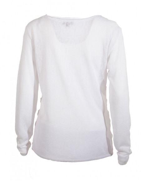 Dos de pull léger féminin ajouré uni blanc