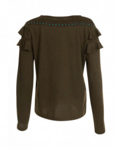 Pull femme boho chic avec volant uni 2